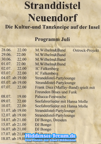Stranddiestel Juli Veranstaltung