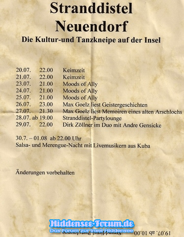 Stranddiestel Juli Veranstaltung