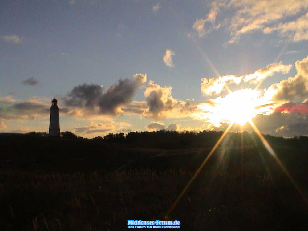 Leuchtturm Dornbusch in der Abendsonne