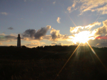 Leuchtturm Dornbusch in der Abendsonne