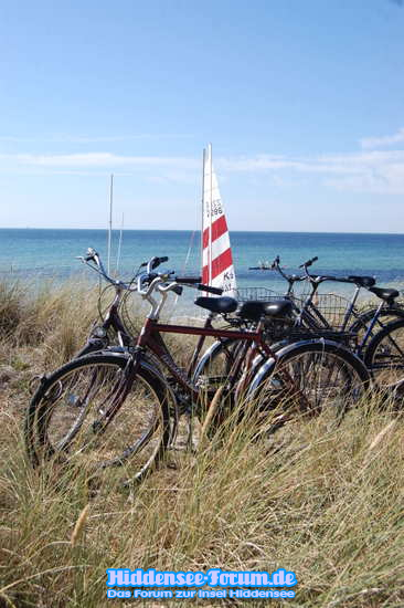 Urlauber auf dem Deich ihre Räder(Eigentlich nicht erlaubt)