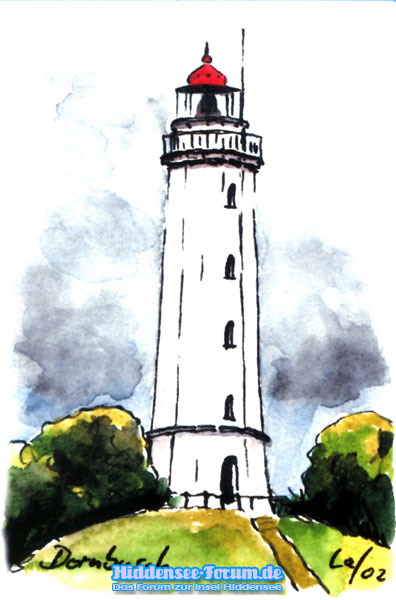 Dornbusch Leuchtturm Aquarell